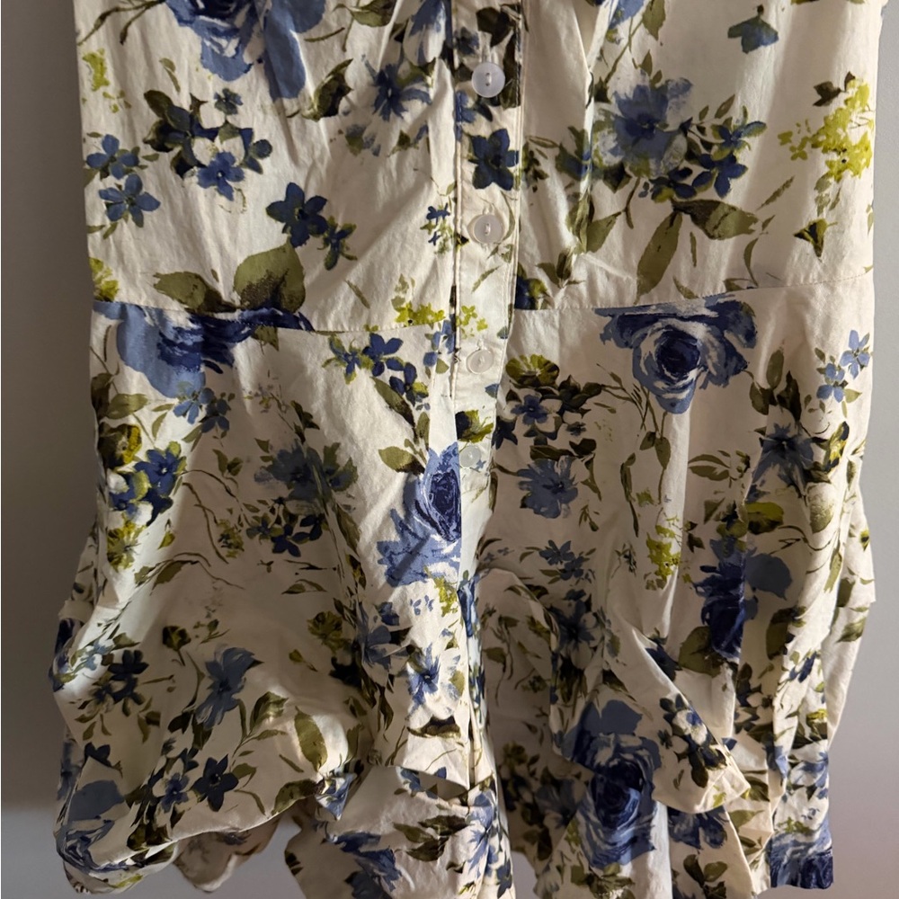 EASTER / SPRING DRESS 💐 IZ Byer collared blue rose floral fit and flare dress - Picture 6 of 7